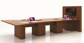 Picture of 12' Conference Table with Power Modules and Wall Storage
