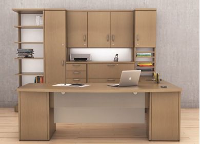 Picture of Contemporary Executive Office Desk with Storage Credenza