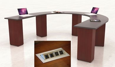 Picture of Modular Horseshoe Shape Meeting Conference Table with Power Grommet Modules
