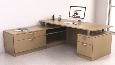Picture of Contemporary 72" L Shape Office Desk Workstation with Filing Pedestals