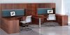 Picture of 2 Person U Shape Office Desk Workstation with Shared Peninsula Table and Overhead Storage