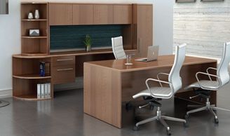 Picture of 72"W Executive Desk with KneeSpace Credenza and Wardrobe Storage