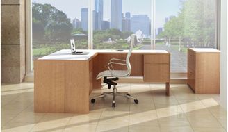 Picture of 72" L Shape Office Desk With Filing Cabinets and 2 Drawer Lateral File