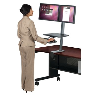 Picture of Desk Mounted Sit and Stand Workstation. (Single Monitor)