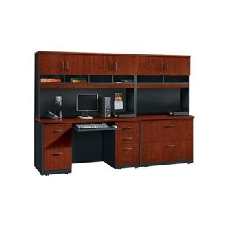 Picture of 72"W Credenza Desk with Lateral File and Overhead Storage Hutch