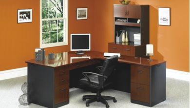 Picture of 72" Bowfront L Shape Office Desk with Lateral File Storage