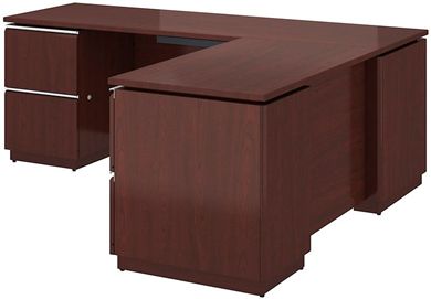 Picture of Contemporary 72" L Shape Office Desk Workstation with Filing Pedestals