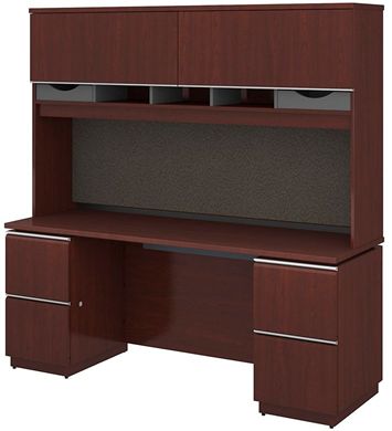 Picture of 72"W Double Pedestal Credenza with Overhead Storage Hutch