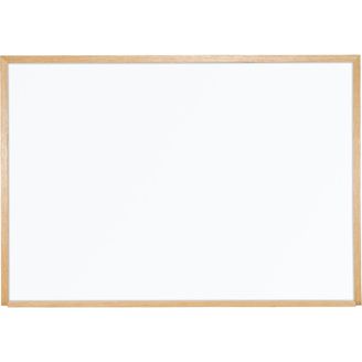 Picture of 4'H x 16'W Magnetic Steel Whiteboard With Wood Trim