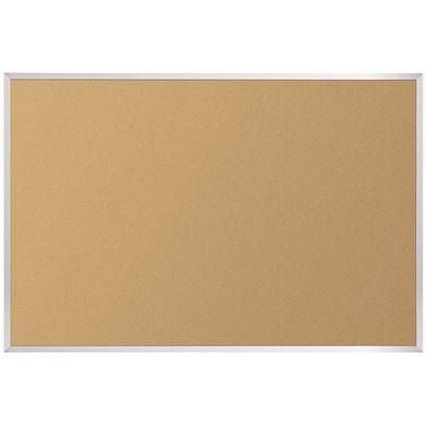 Picture of 3'H x 4'W Natural Cork Tackboard With SIlver Aluminun Trim 