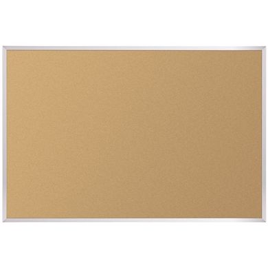 Picture of 4'H x 4'W  Natural Cork Tackboard With SIlver Aluminun Trim 