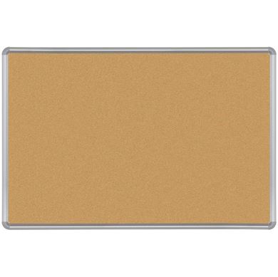 Picture of 3'H x 4'W Natural Cork Tackboard With Silver Presidential Trim