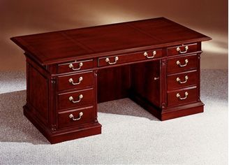 Picture of Traditional Veneer 72"W Double Pedestal Desk