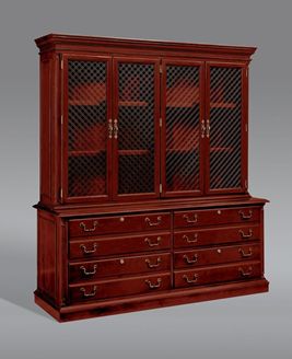 Picture of Traditional Veneer Lateral File with Upper Bookcase Storage
