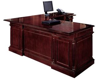 Picture of Traditional Veener 66"W L Desk with Filing Pedestals