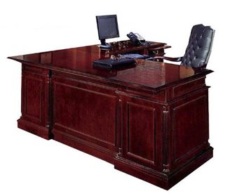 Picture of Traditional Veneer Bowfront 72" L Shape Desk Executive Desk