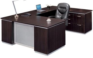 Picture of Contemporary 72" U Shape Office Desk Workstation with Multi File Pedestal