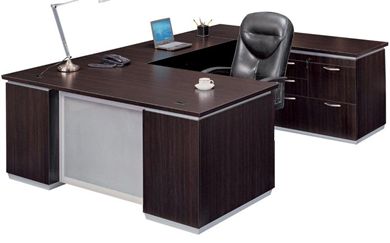 Picture of Contemporary 72" U Shape Office Desk Workstation with Multi File Pedestal