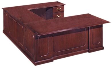 Picture of Traditional Laminate 72" U Shape Office Desk Workstation with Filing Pedestals