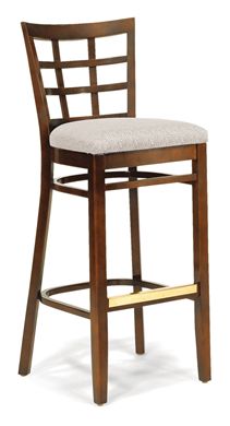 Picture of Dining Cafe Wood Barstool with Padded Seat