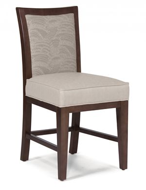 Picture of Armless Wood Dining Cafe Chair with Thick Padded Seat