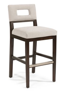 Picture of Wood Frame Dining Cafe Armless Stool with Upholstered Seat and Back