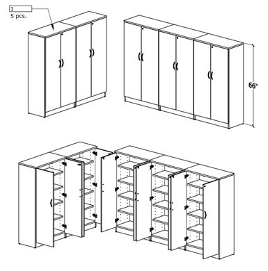 Picture of Set of 5 Double Door Storage Cabinet