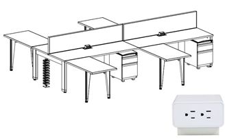 Picture of 4 Person Powered Teaming Bench Seating Workstation