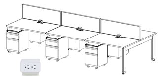 Picture of 6 Person Powered Teaming Bench Workstation with Filing Storage