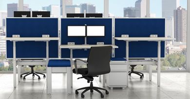 Picture of 6 Person Powered Teaming Bench Workstation with Filing Storage