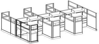 Picture of Cluster of 6 Person 72"W L Shape Powered Cubicle Stations