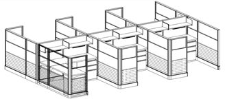 Picture of Cluster of 6 Person 72"W L Shape Powered Cubicle Stations