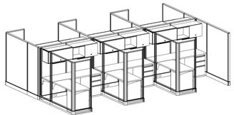 Picture of Cluster of 6 Person 72"W L Shape Powered Cubicle Stations