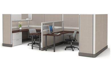 Picture of Cluster of 2 Person U Shape Office Desk Cubicle Workstation