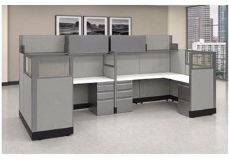 The Office Leader Cluster Of 2 Person L Shape Cubicle Desk