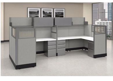 Picture of Cluster of 2 Person L Shape Cubicle Desk Workstation