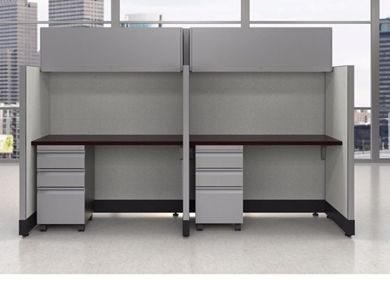 Picture of 2 Person Powered Straight Cubicle Workstation with Filing Storage