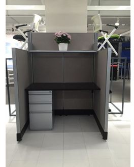 Picture of 48" Powered Cubicle Desk Workstation with Filing Storage