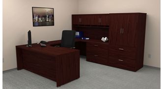 Picture of 72" U Shape Office Desk Workstation with Lateral File Storage