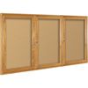 Picture of 48"H x 72"W Bulletin Board Cabinet Oak Finish - 3 Doors