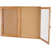 Picture of 48"H x 72"W Bulletin Board Cabinet Oak Finish - 3 Doors