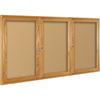 Picture of 48"H x 96"W Bulletin Board Cabinet Oak Finish - 3 Doors