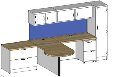 Picture of 72" P Top L Shape Office Desk Workstation with Lateral and Wardrobe Storage