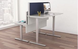 Picture of Pack of 2, Powered Height Adjustable Table with Privacy Divider