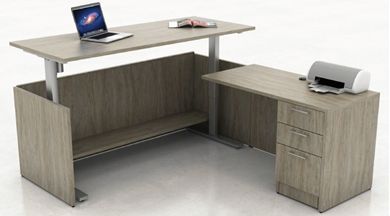 Picture of 72" Powered Height Adjustable L Shape Desk with BBF Pedestal