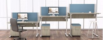 Picture of 3 Person Powered Height Adjustable Table with Filing Storage