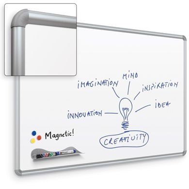 Picture of 4'H x 4'W Porcelain Steel Whiteboard With Presidential Trim (Silver)