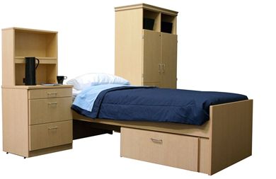Picture of Healthcare Patient Room with Bed Frame and Modular Wall Storage