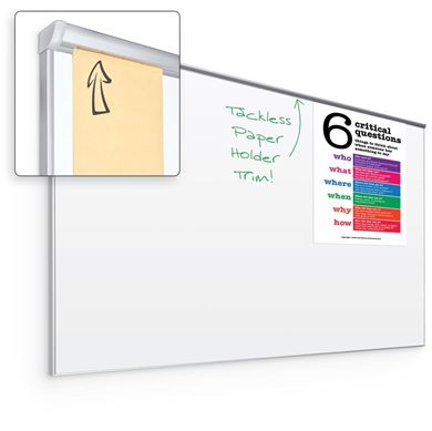 Picture of 4'H x 6'W Silver Trim Whiteboard With Hidden Tackless Paper Holder