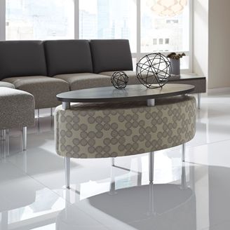 Picture of Contemporary Reception Lounge Modular 3 Armless Chairs with Oval Coffee Table